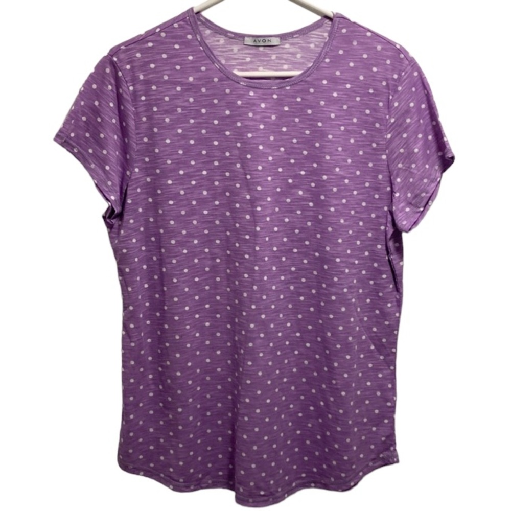 Avon Purple Polka Dot Short Sleeve Tee